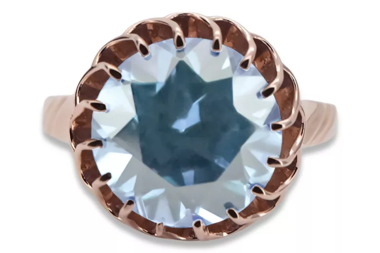 Aquamarine Original Vintage 14K Rose Gold Ring Vintage style vrc035r